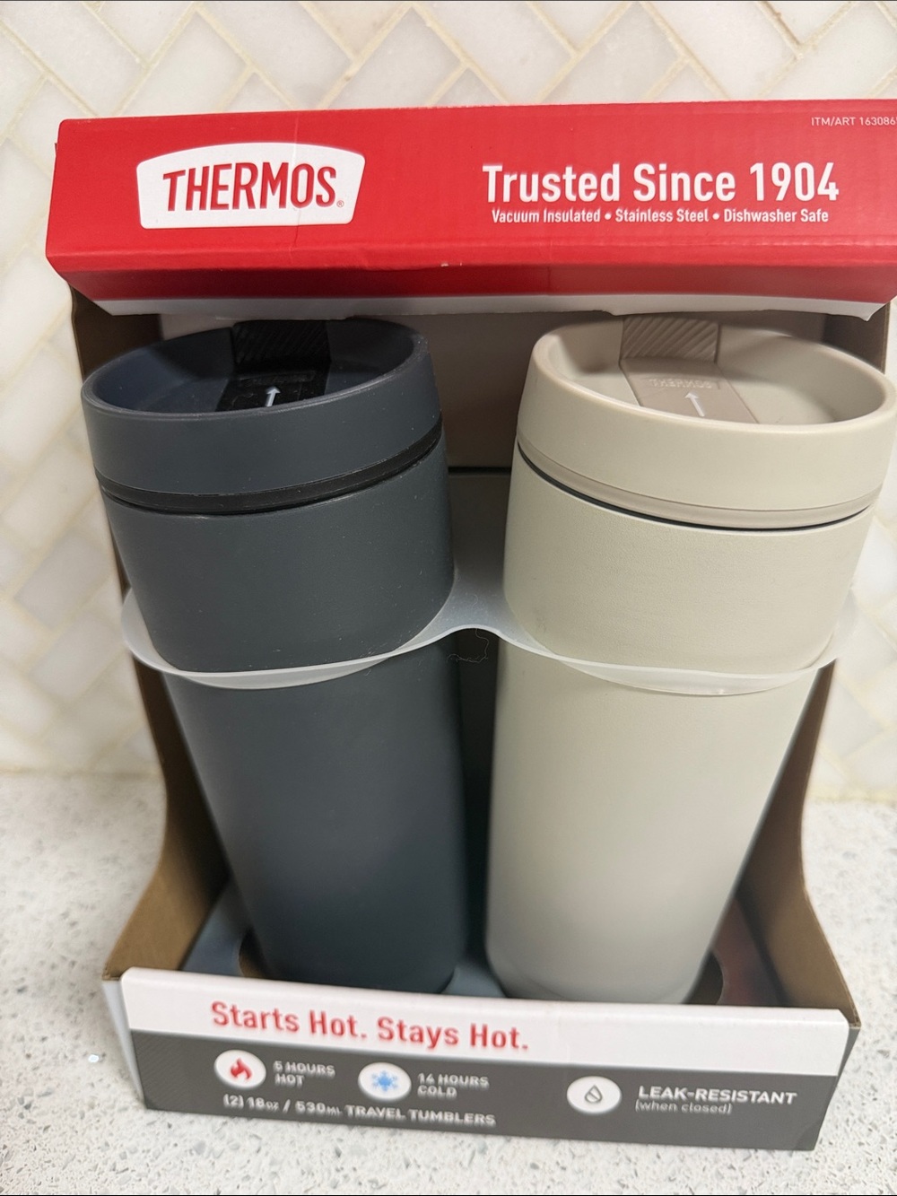Thermos 18 oz Tumblers Set Charcoal/Beige